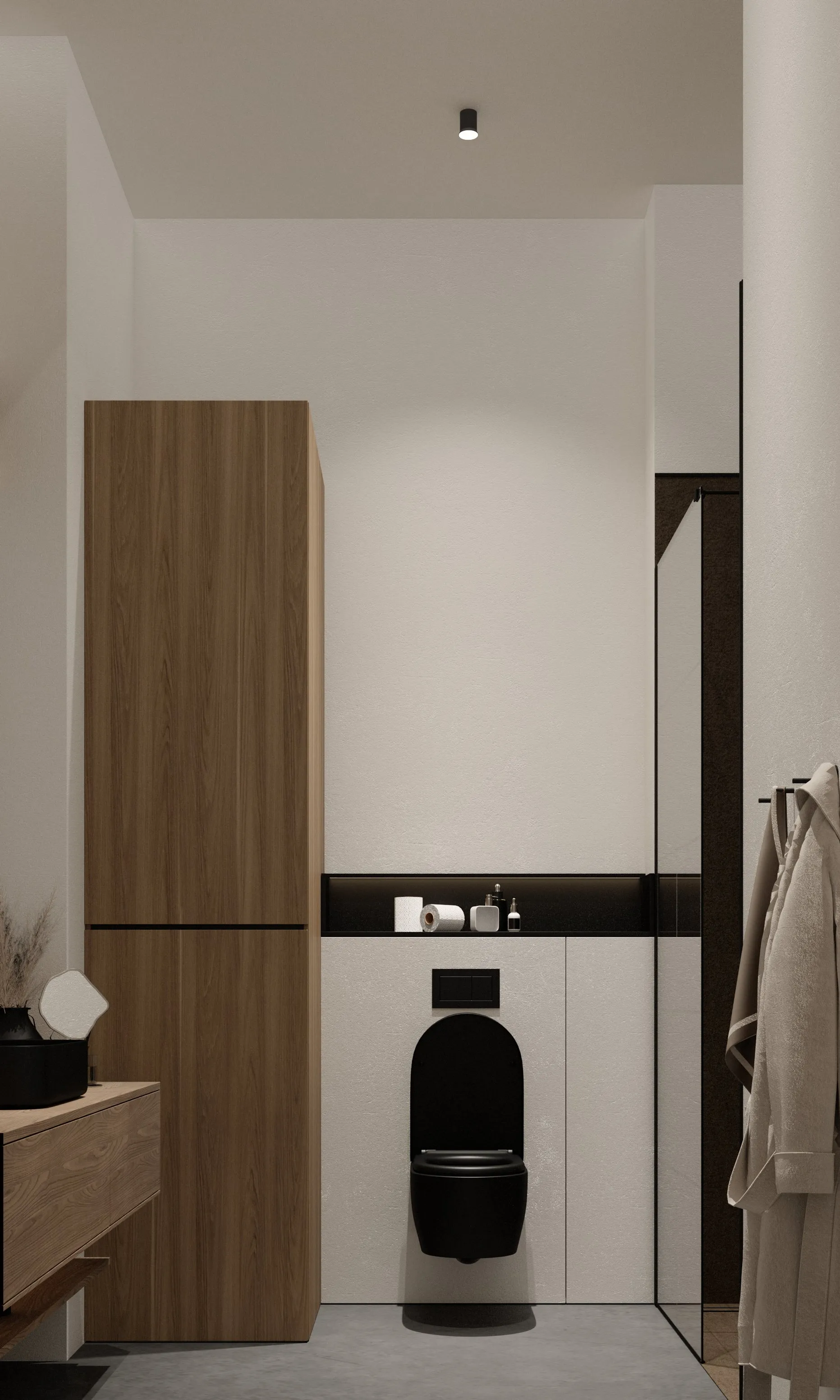 Bathrooms · wall-hung sanitaryware and matte finishes — 1