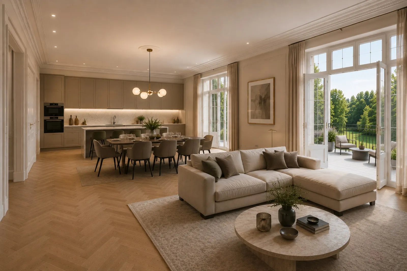 Living, dining & kitchen (42.6 m²) — 1